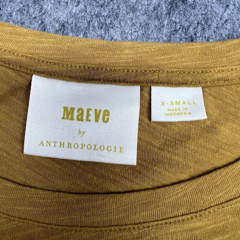 Maeve Shirt Womens XS Yellow Puff Sleeve Ruffle Tee Top Anthropologie Cotton - Picture 3 of 15